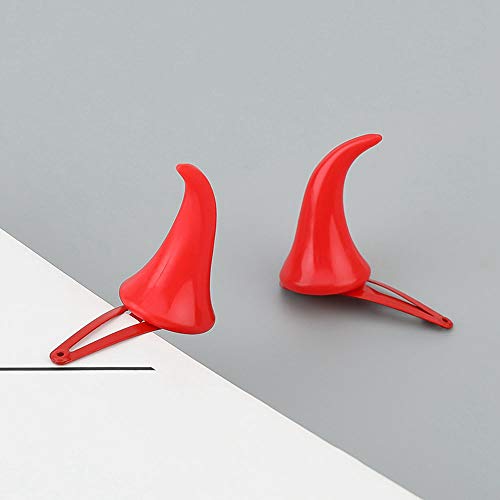 Devil Horns Hair Clips Red Barrettes for Halloween Costumes 1 Pair