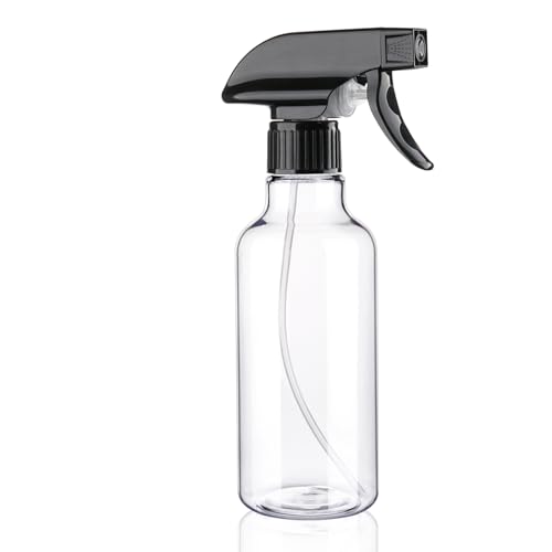 Hethyo 12oz Plastic Spray Bottle, Adjustable Mist and Stream Refillable