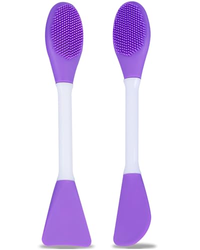 Silicone Facial Cleansing Brush and Face Mask Applicator - 2 Pcs Purple