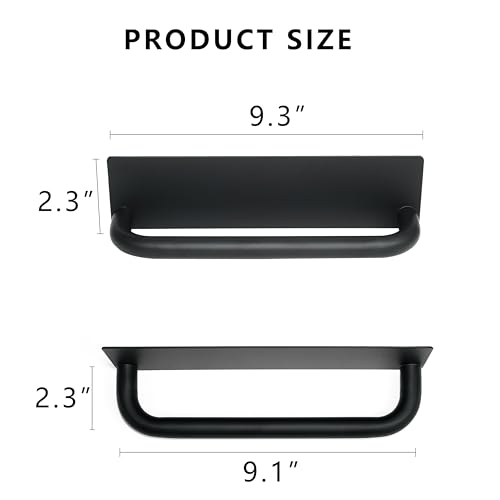 ICEICE 9-Inch Adhesive Towel Holder - Rustproof 304 Stainless Steel Black