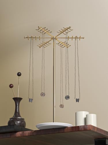Elegant Tree-Shaped Necklace Holder Organizer - Gold Jewelry Display Stand