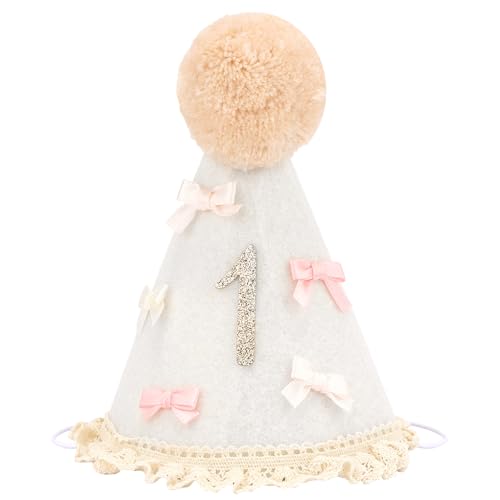 Vovii 1st Birthday Girl Hat - One Year Old Party Crown with Bow