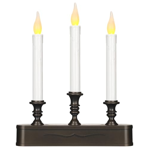 4 Pack Battery Operated LED Window Candles with Timer and Black Base