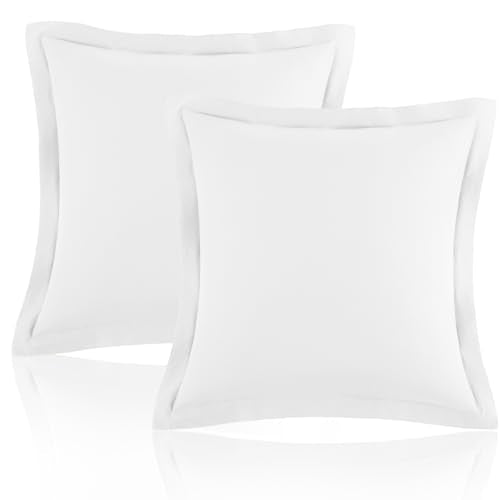Homiest White Euro Sham Covers, 18x18 Inch Soft Microfiber Set of 2
