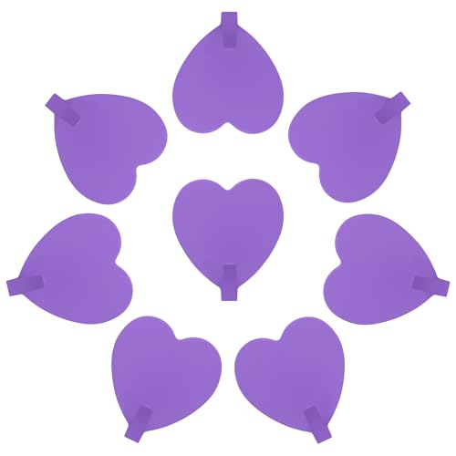 Hordion 8PC Heart Shaped Wall Hooks - Purple Decorative Adhesive Hooks