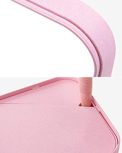 Coobbar Beige Foldable Makeup Mirror with Adjustable Stand