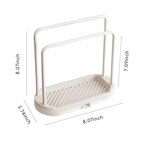 Double-Layer Kitchen Sink Organizer Rack - Beige Sponge & Cloth Holder
