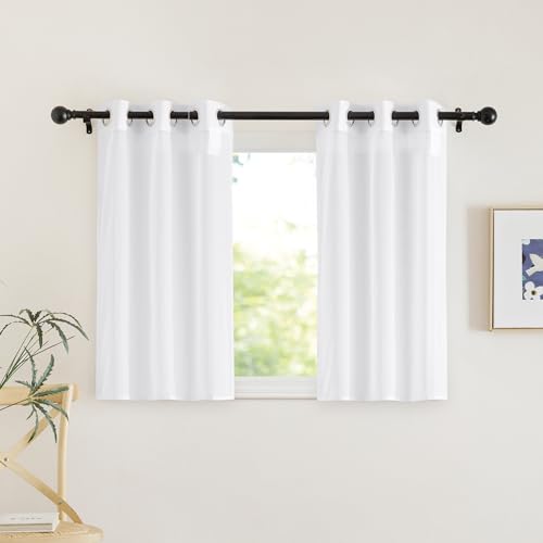 NICETOWN White Sheer Kitchen Curtains, 30x30 Inch Grommet Drapes (2 Panels)