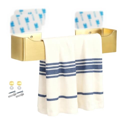 9-Inch Self-Adhesive Stainless Steel Hand Towel Holder - Rustproof Brushed Gold