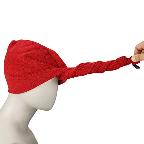 COGANA Red Microfiber Hair Drying Turban Wrap Towel with Button 10x28 Inches
