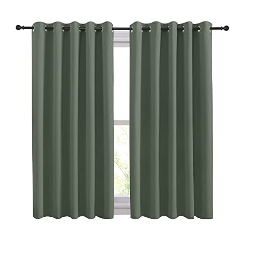 NICETOWN Thermal Insulated Blackout Curtains, Dark Mallard, 70"W x 54"L