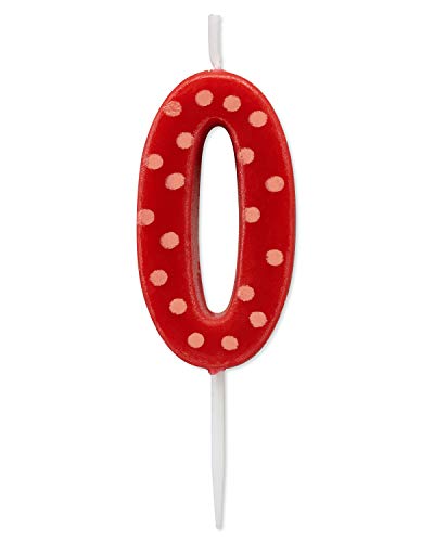 Papyrus Number 0 Birthday Candle with Red Polka Dots