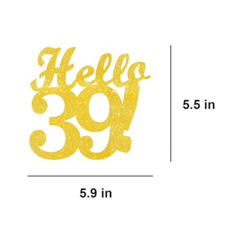 Hello 39 Cake Topper - Gold Glitter Birthday Decoration
