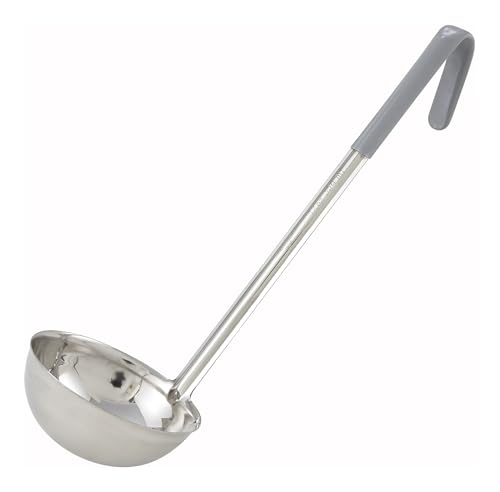 Winco 12-Ounce Stainless Steel Ladle with Gray Handle