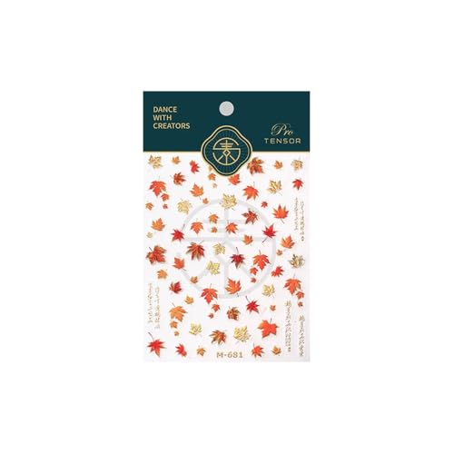 5D Embossed Fall Maple Leaf Nail Stickers Autumn Decals