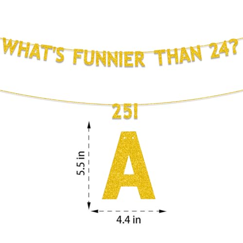 Gold Glitter 25th Birthday Decorations Banner Set for Parties