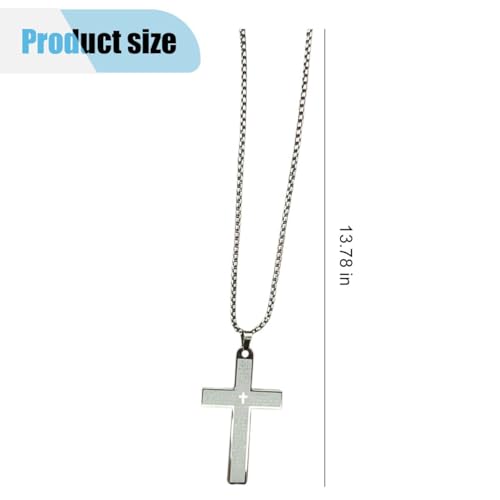 Stainless Steel Cross Necklace Pendant for Car Mirror - Bible Verse