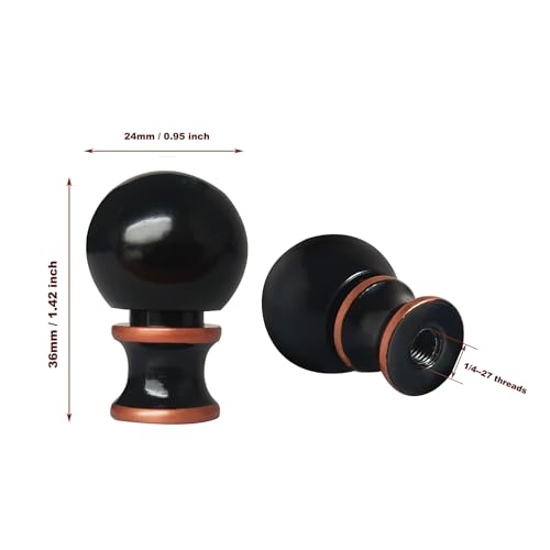 GY & CK Ball Lamp Finials 2-Pack Aluminum Shade Topper Knobs, Black and Bronze