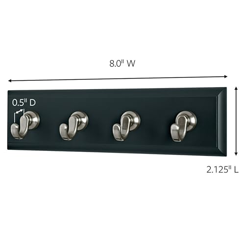 3M Command 8-Inch Key Rail with 4 Hooks - Damage-Free Wall Organizer