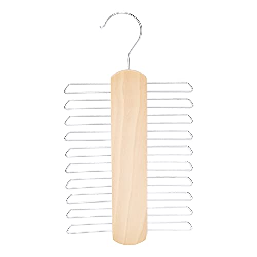 Amazon Basics 20-Bar Wooden Tie and Belt Hanger Rack - Natural, 2-Pack