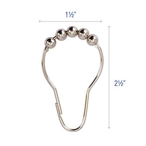 2lbDepot Polished Nickel Shower Curtain Rings Hooks - Stainless Steel, Locking, Easy-Glide Set of 12
