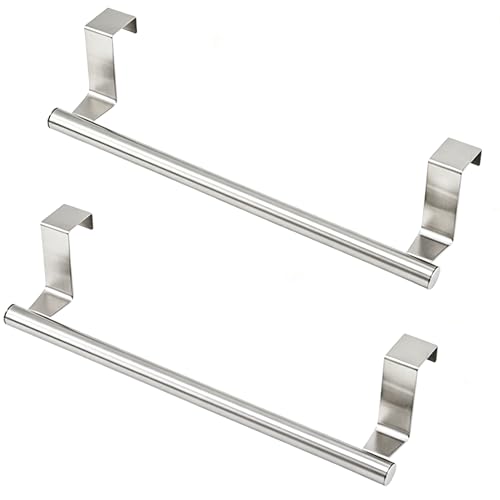 Stainless Steel Over Cabinet Towel Holder 2-Pack Kitchen Door Mount