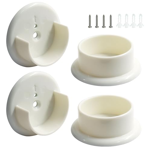 2 Sets U-Shaped Closet Pole Sockets for 1-3/8" Rods - Heavy Duty Plastic