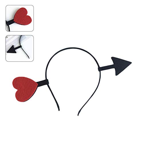 Valentine's Day Love Heart Arrow Headband Black Elastic Hair Hoop