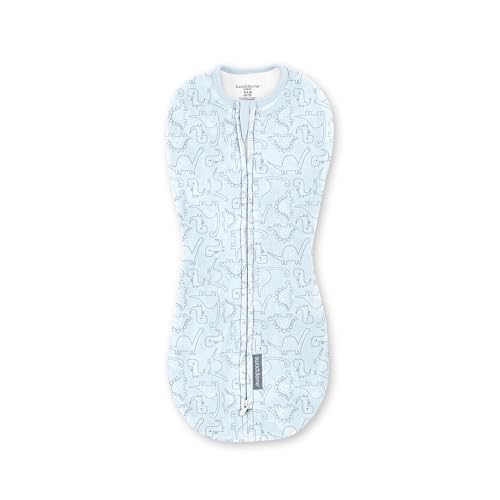 SwaddleMe by Ingenuity Compression Baby Swaddle Pod, Two-Way Zipper for Easy Diaper Changes, Improves Sleep & Calms Startle Reflex, 0-2 Months, 1.0 TOG, 2-Pack - Dino Jam