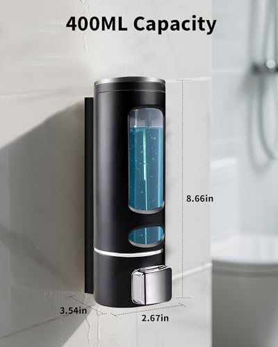 400ML WUKUR No Drill Shower Shampoo & Conditioner Dispenser - Black