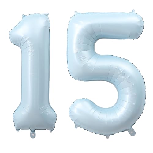 40-Inch Baby Blue Number 15 Foil Balloon for Celebrations