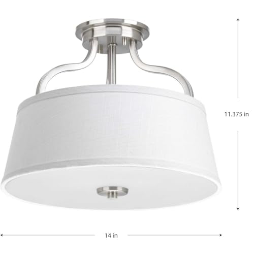 Progress Lighting 2-Light 14" Semi-Flush Convertible, Arden Collection, Indoor, P3720-09, Brushed Nickel