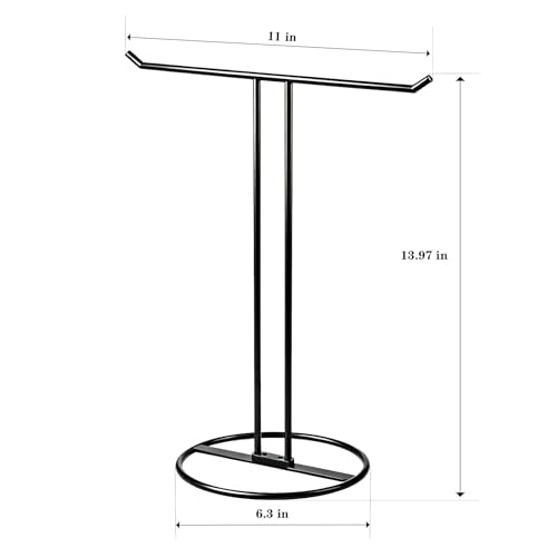 GTK Freestanding Black Towel Holder Stand - Stainless Steel Rack for Bathroom & Kitchen