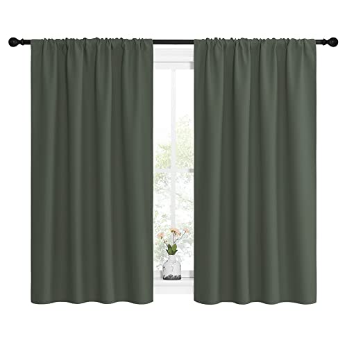 NICETOWN Dark Mallard Blackout Curtains 42x54 Inch Pack of 2 All Season Thermal Insulated Room Darkening Drapes