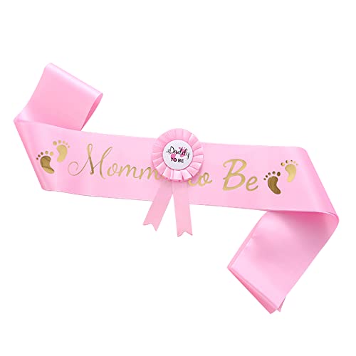 HUKONHEP Baby Shower Sash Set - Mommy & Daddy to Be Badges