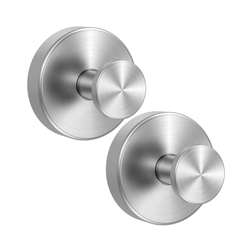 Ghyxfdai Silver-R Suction Cup Hooks - 2Pcs Heavy Duty Stainless Steel for Bathroom & Kitchen