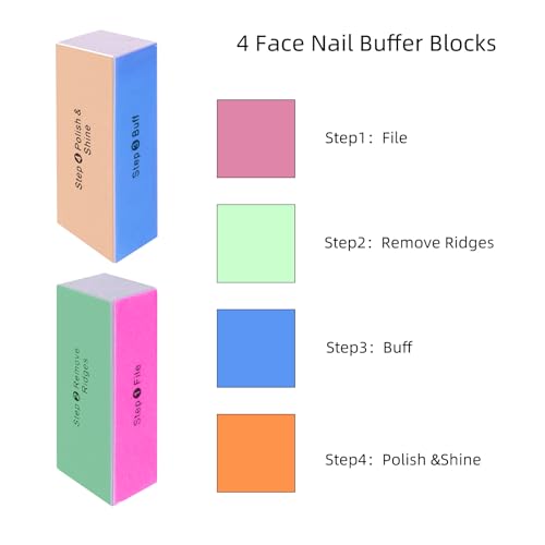 SKYPIA 4-Way Nail Buffer Block and Files - Professional Salon Manicure Tool
