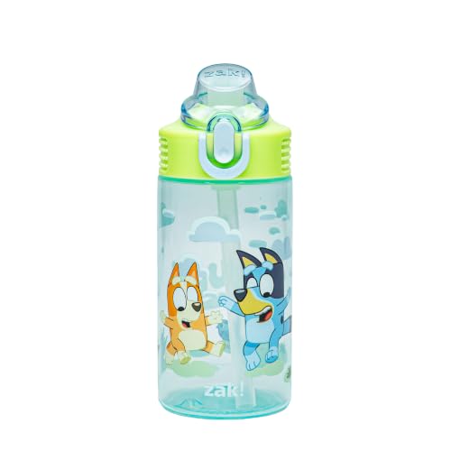 Zak Designs Bluey Sage Kids Water Bottle 16oz Leak-Proof Straw with Handle