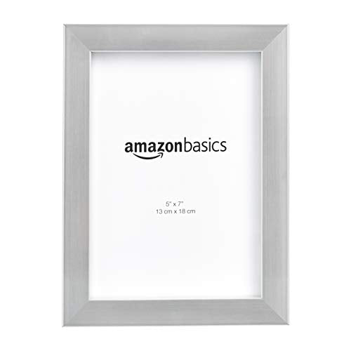 Amazon Basics Rectangular 5" x 7" Picture Frames, Nickel, 2-Pack