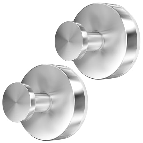 AbluFirst Suction Cup Hooks for Shower - 2 PCS Loofah-Silver, No-Drill Towel Holder, Waterproof & Rustproof, Holds Up to 15 lbs