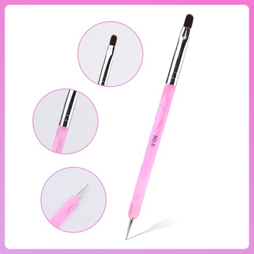 Gallipower 5Pcs Dual-Head Acrylic Nail Art Brush Set with Dotting Tool