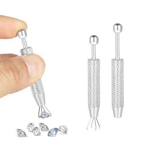 BACUTHY 2 Pack Stainless Steel Piercing Ball Grabber Tool - 4 Prong Gem Picker