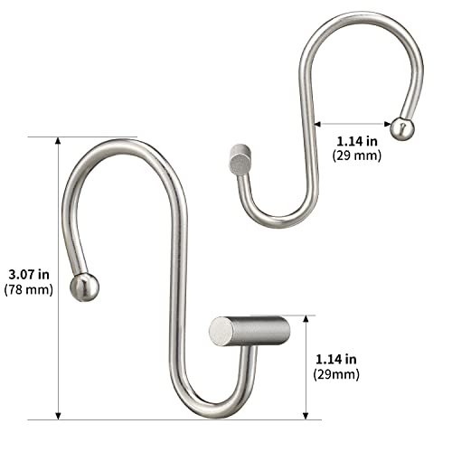 CHICTIE Nickel Shower Curtain Hooks - Rust-Proof Metal Rings, Set of 12