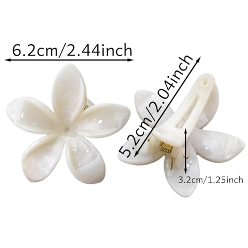Frangipani Flower Hair Barrettes 2.36 Inch Non-Slip Plumeria Clips
