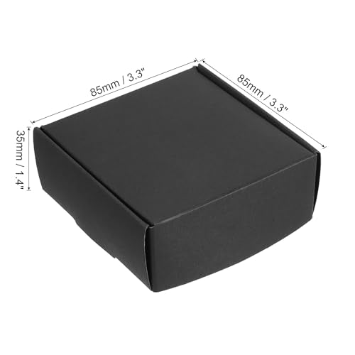 PATIKIL 3x3 Inch Square Paper Soap Boxes - Black Gift Packaging (20 Pack)