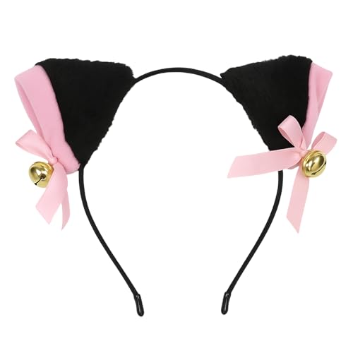 Black Cat Ear Headband with Pink Bow and Bell, Flurry Cosplay Costume