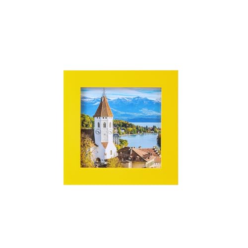4x4 Yellow Solid Wood Picture Frame with Plexiglass