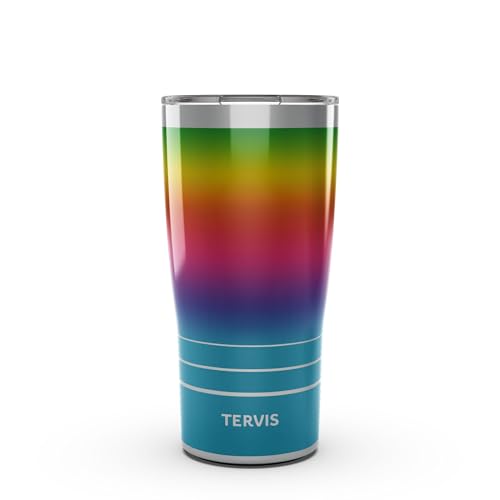 Tervis Traveler Rainbow Flavor Ombre Triple Insulated Tumbler Travel Cup Keeps Drinks Cold & Hot, 20oz, Stainless Steel