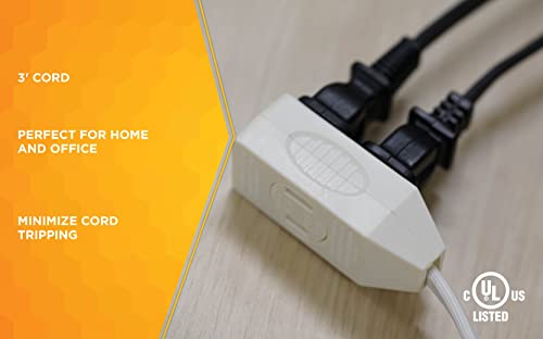Woods Slimline 16/3 Indoor Flat Plug Extension Cord - 3 Feet, Pack of 12