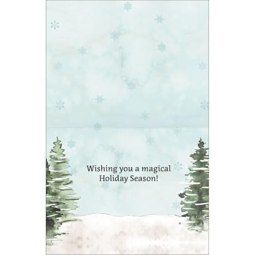 Christmas Card Set 18 with Envelopes - Linen-Embossed Winter Scene by Dina June (5.9 x 1.5 x 1.5 inches)